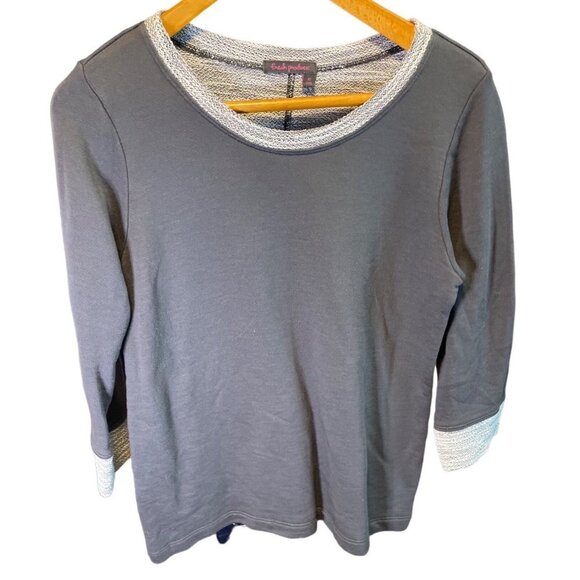 Fresh Produce Soft Blue Round Neck 3/4 Sleeve Made in USA Top Sz 14 - Picture 3 of 11